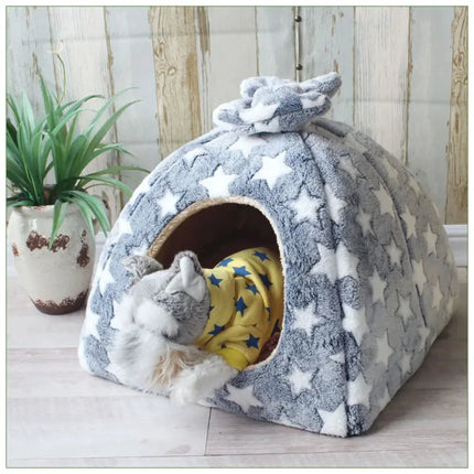 MyGiftHome Dog Cave Bed Winter Warm Pet House-Gray Star