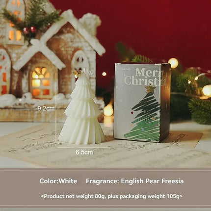 MyGiftHome Handcrafted Christmas Tree Scented Candles-Classic White