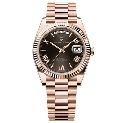 MyGiftHome DD36 Men's Luxury Automatic Watch (PAGANI DESIGN)-Rose Gold Brown