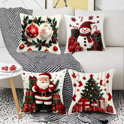 MyGiftHome Christmas Pillow Covers Santa Tree Ornament & Snowman Patterns