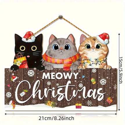 MyGiftHome Christmas Wooden Hanging Signs 3 Cats Pattern