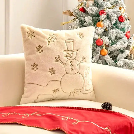 MyGiftHome Christmas Embroidered Cushion Cover Pillowcase-Snowman
