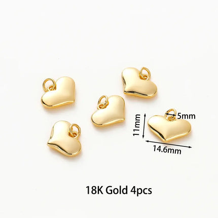 MyGiftHome 4PCS/Lot Gold Plated Heart Charms with Jump Ring
