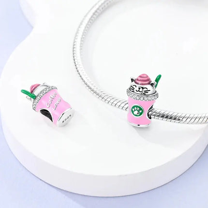 MyGiftHome S925 Silver Pink Charms DIY Jewerlry Accessories