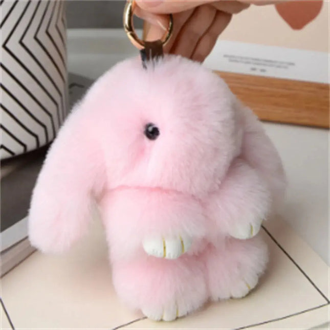 MyGiftHome Soft Fluffy Rabbit Keychain Bunny Bag Pendant-Pink