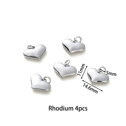 MyGiftHome 4PCS/Lot Gold Plated Heart Charms with Jump Ring