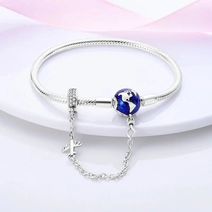 MyGiftHome S925 Silver Twisted Cable Bracelet with Pendant and Chain