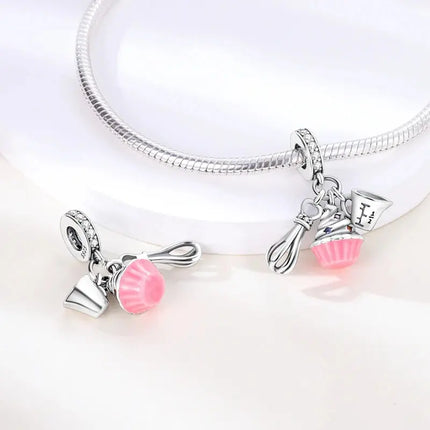 MyGiftHome S925 Silver Pink Charms DIY Jewerlry Accessories