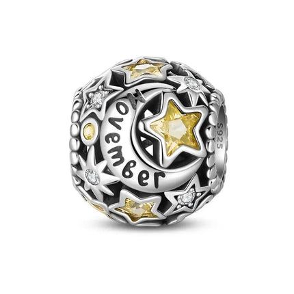 MyGiftHome 925 Sterling Silver Birthstone Beads for DIY Jewelry-November