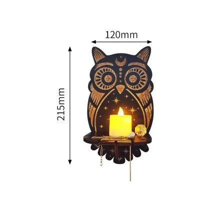 MyGiftHome Wall Mounted Candle Holder Wooden Crystal Display Shelf-Owl