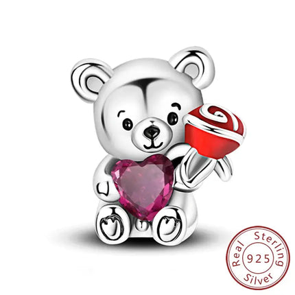 MyGiftHome S925 Silver Pink Charms DIY Jewerlry Accessories
