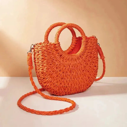MyGiftHome Women's Handwoven Straw Handbag Crossbody Shoulder Bag-Orange