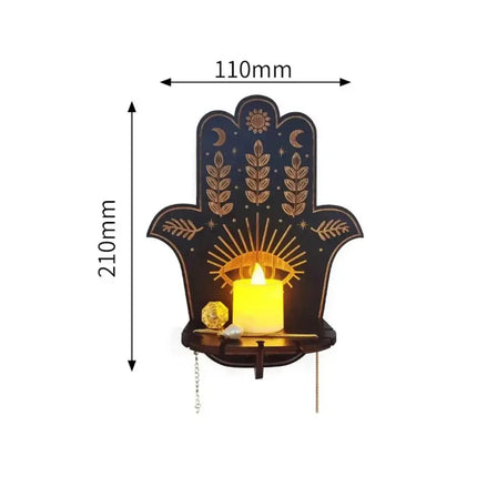 MyGiftHome Wall Mounted Candle Holder Wooden Crystal Display Shelf-Palm