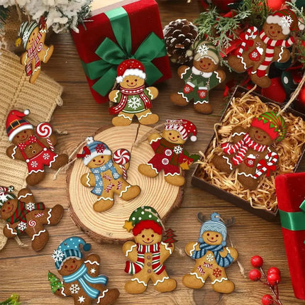 MyGiftHome Wooden Gingerbread Man Ornaments for Christmas Tree