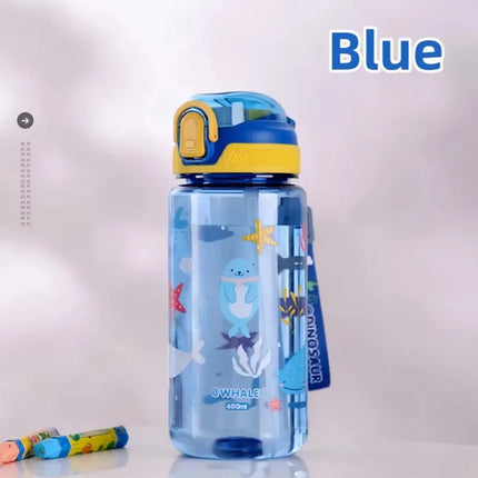 MyGiftHome 20oz Plastic Kids Sippy Cup with Silicone Straw-Blue
