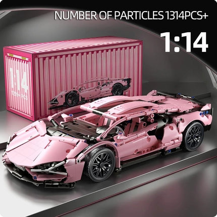 MyGiftHome Lamborghini Sián Building-Block Race-Car Set-Static Pink