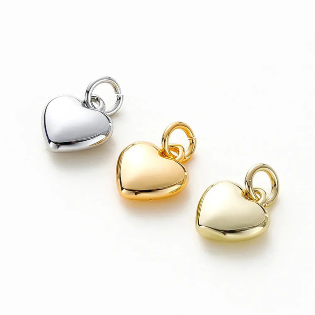 MyGiftHome 4PCS/Lot Gold Plated Heart Charms with Jump Ring
