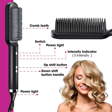 Hair Straightener Professional Ptc Quick Heated Electric Hot Comb Hair  Comb Personal Care Multifunctional Hairstyle Brush 