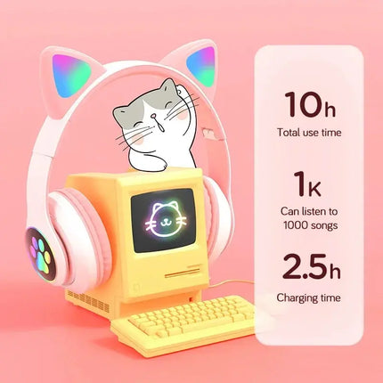 MyGiftHome Flash Lamp Cat Ear Headphones for Kids