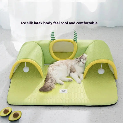 MyGiftHome Cat Tunnel Sleeping Mat Monster Design-Green