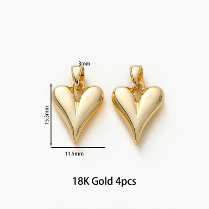 MyGiftHome 4PCS/Lot Gold Plated Heart Charms with Jump Ring