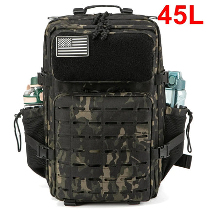 MyGiftHome 25L/45L Military Tactical  Backpack for Outdoors-Black Camo 45L