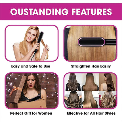 Hair Straightener Professional Ptc Quick Heated Electric Hot Comb Hair  Comb Personal Care Multifunctional Hairstyle Brush 