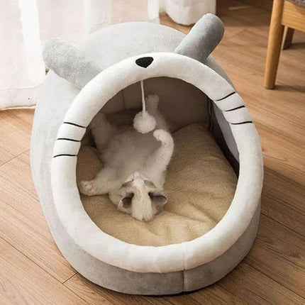 MyGiftHome Cartoon Cat Bed Cave Semi-Closed Cave Nest-Gray Totoro 