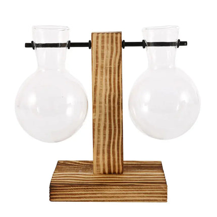 MyGiftHome Bulb Shaped Plant Terrarium with Wooden Stand MyGiftHome