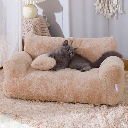 MyGiftHome Plush Cat Couch Bed Detachable Washable