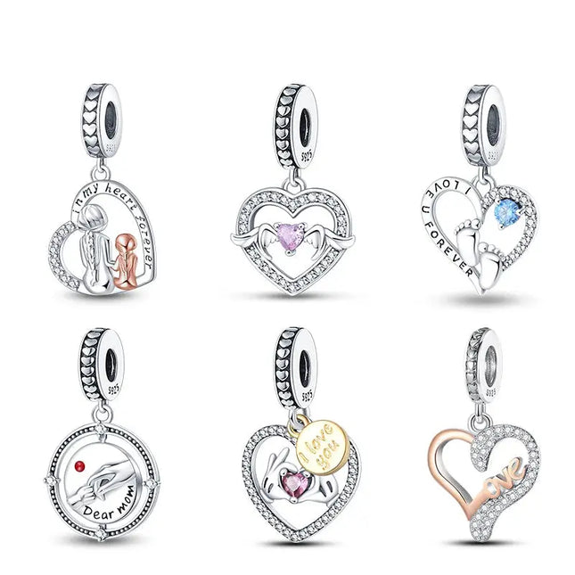 MyGiftHome S925 Silver Parent-Child Pendants for DIY Jewelry