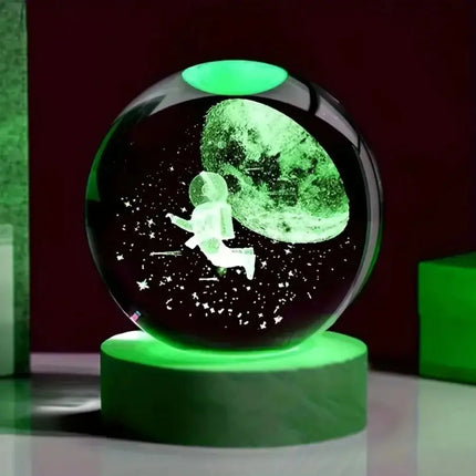 MyGiftHome Galaxy Crystal Ball Night Light with Wooden Base