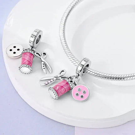 MyGiftHome S925 Silver Pink Charms DIY Jewerlry Accessories