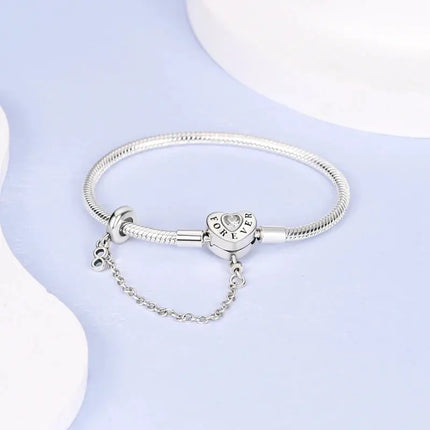 MyGiftHome S925 Silver Twisted Cable Bracelet with Pendant and Chain