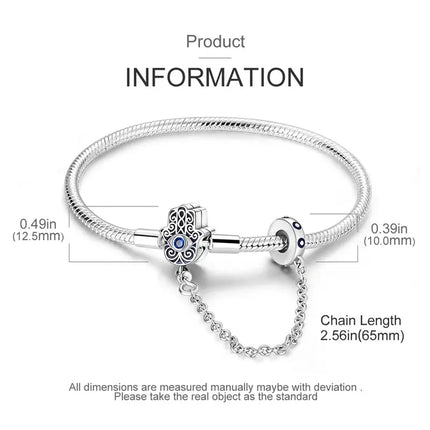 MyGiftHome S925 Silver Twisted Cable Bracelet with Pendant and Chain