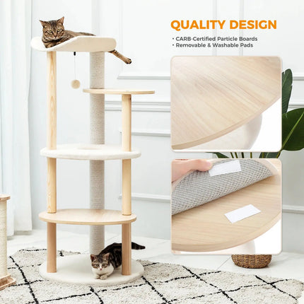 MyGiftHome 5-Layer Wooden Cat Tree Tower with Scratching Post