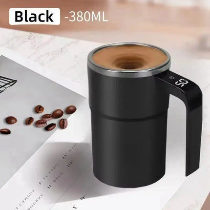MyGiftHome 13oz Automatic Self Stirring Coffee Mug with Temperature Display-Black