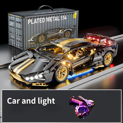 MyGiftHome 1:14 DIY Supercar Brick Puzzle Toys-Car+Light
