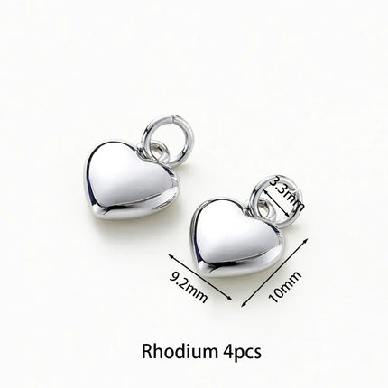 MyGiftHome 4PCS/Lot Gold Plated Heart Charms with Jump Ring