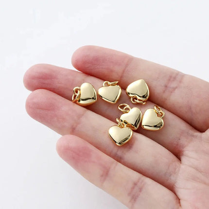 MyGiftHome 4PCS/Lot Gold Plated Heart Charms with Jump Ring