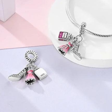 MyGiftHome S925 Silver Pink Charms DIY Jewerlry Accessories