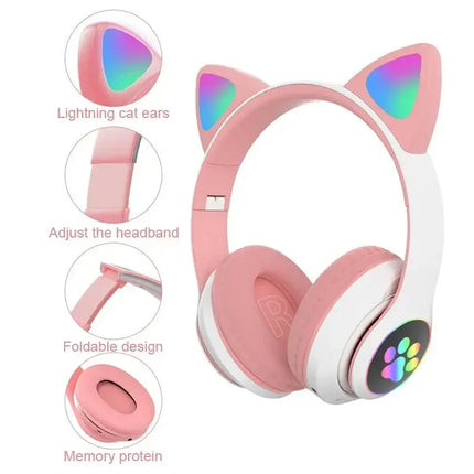 MyGiftHome Flash Lamp Cat Ear Headphones for Kids