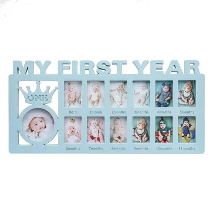 MyGiftHome My First Year Picture Frame for Baby-Blue