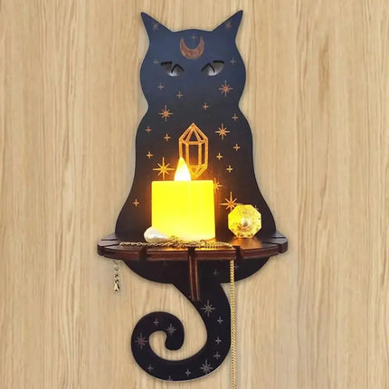 MyGiftHome Wall Mounted Candle Holder Wooden Crystal Display Shelf