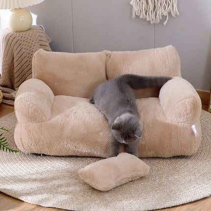 MyGiftHome Plush Cat Couch Bed Detachable Washable