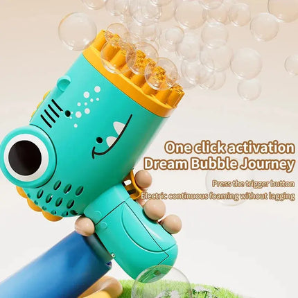 MyGiftHome Dinosaur Bubble Gun 40 Pores Continuous Bubble Making