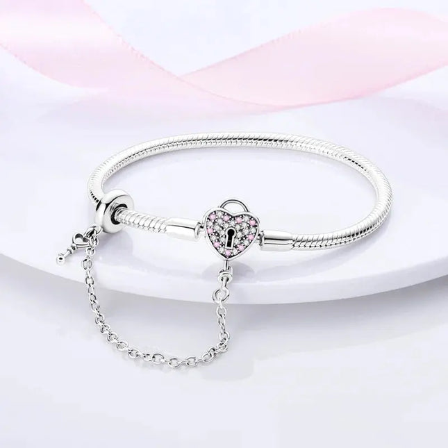 MyGiftHome S925 Silver Twisted Cable Bracelet with Pendant and Chain