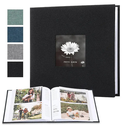 Linen Cover Photo Album Holds 200 Photos Black