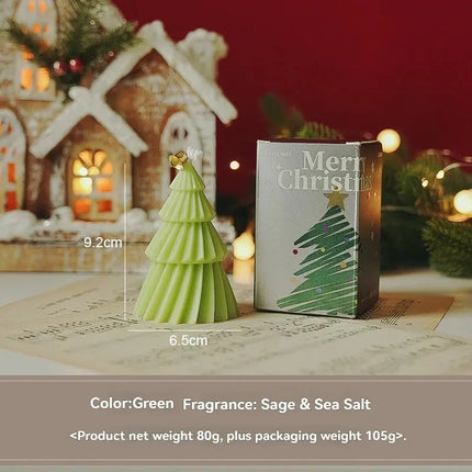 MyGiftHome Handcrafted Christmas Tree Scented Candles-Light Green