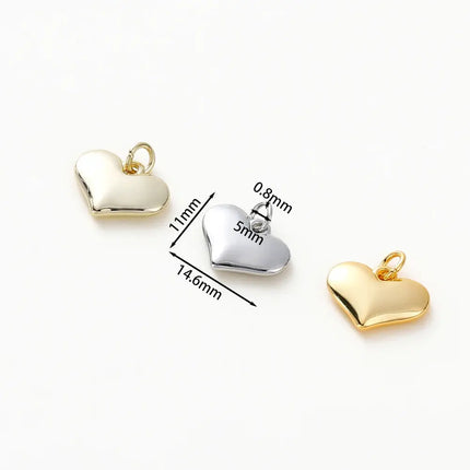 MyGiftHome 4PCS/Lot Gold Plated Heart Charms with Jump Ring